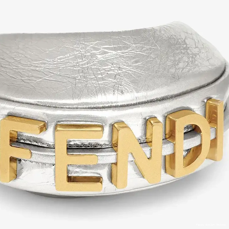 Cheap Silver Hobo Leather Calf Fendi Bag In Nano Fendigraphy 0627